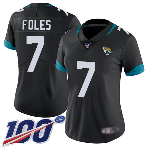 Nike Jacksonville Jaguars #7 Nick Foles Black Team Color Women Stitched NFL 100th Season Vapor Limited Jersey->women nfl jersey->Women Jersey